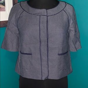 Ann Taylor Loft cropped short sleeve jacket check